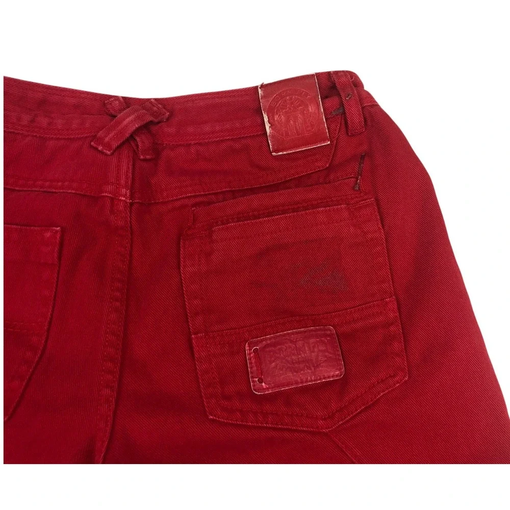 Born Fly Mens Red Denim Straight Leg Paneled Urban Streetwear Jeans Size 30x27